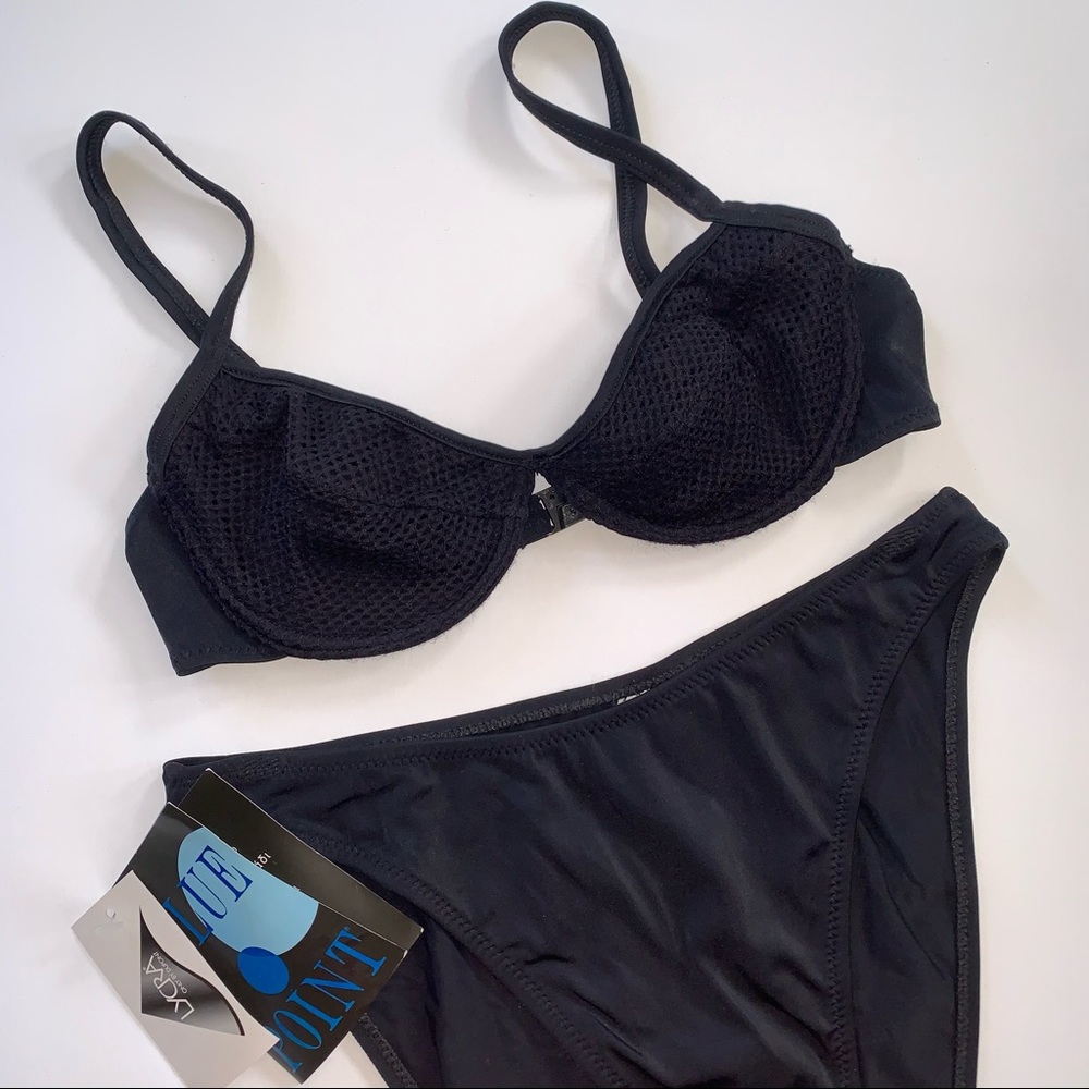 NWT 90s Vintage Black Net Underwire Bikini Set